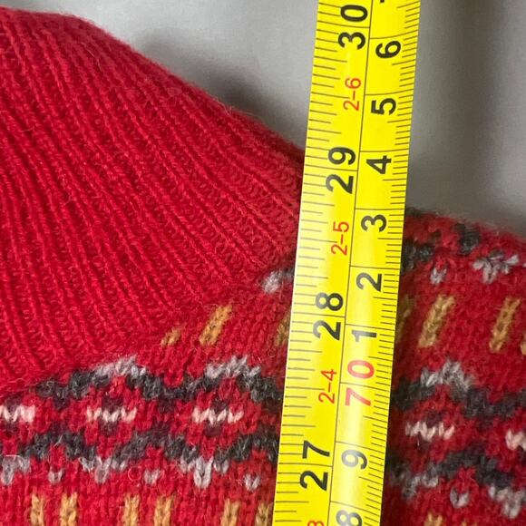 LL Bean Sweater Mens XL Reg Fair Isle Nordic 100% Lambswool Quarter Zip - Picture 4 of 6